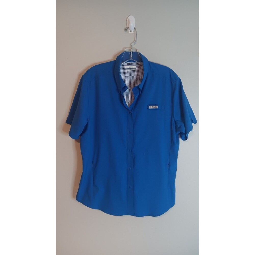 Columbia PFG Button Up Shirt Sz XL Blue Omneshade Vented